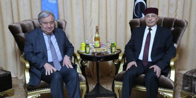 رئيس مجلس النواب الليبي يبحث مستجدات الوضع الليبي مع الأمين العام للأمم المتحدة