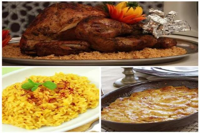 ديك رومي محشي فريك - جراتان البطاطس بالكريمة