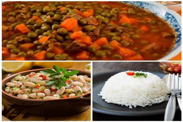  بازلاء باللحم والجزر - أرز أبيض بالبصل