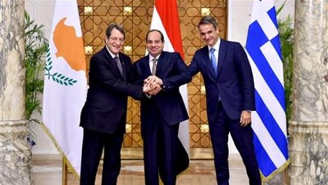 الرئيس السيسي مع رؤساء قبرص واليونان