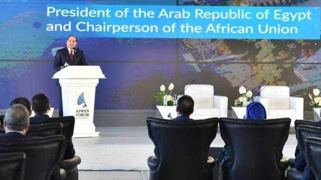 رسائل السيسي بمنتدى أسوان للسلام والتنمية