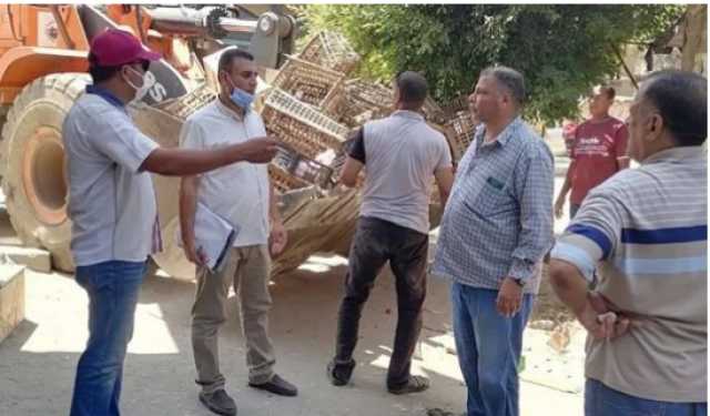 حملة لرفع الإشغالات بشوارع كفر شكر في القليوبية