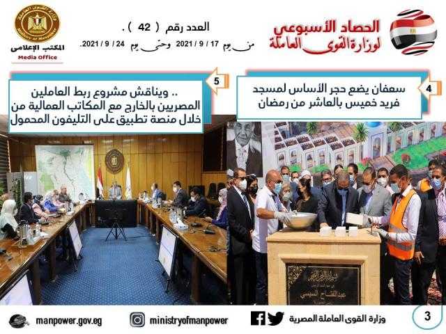 وزارة القوى العاملة في أسبوع..  رئيس حكومة الوحدة الليبية:  ”السيسي” راعي النهضة في مصر ..  دراسة شاملة من مستقبل الوظائف في مصر
