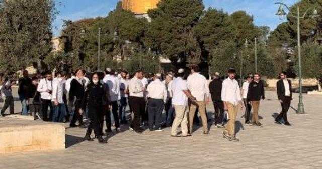 مستوطنون يقتحمون باحات الأقصى بحماية شرطة الاحتلال الإسرائيلى