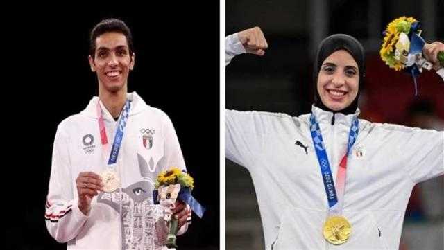 فريال أشرف وسيف عيسى يحملان علم مصر في افتتاح ألعاب البحر المتوسط