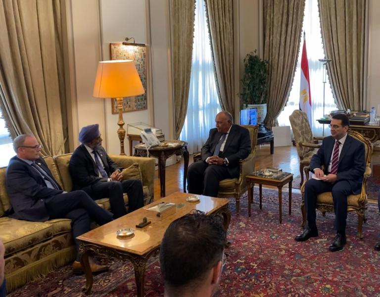 وزير الخارجية يبحث فرص تعزيز التعاون التنموي مع وزير التنمية الدولية الكندي