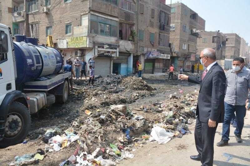 محافظ القليوبية يتابع إزالة تراكمات القمامة من شارع عرابي بغرب شبرا الخيمة
