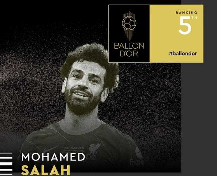 محمد صلاح في المركز الخامس للكرة الذهبية لأفضل لاعب في العالم