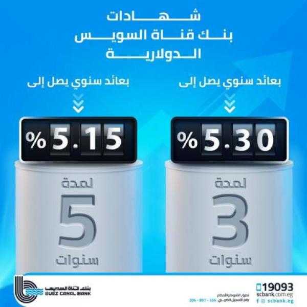 بعائد 5.30%.. احصل على الشهادات الدولارية من بنك قناة السويس