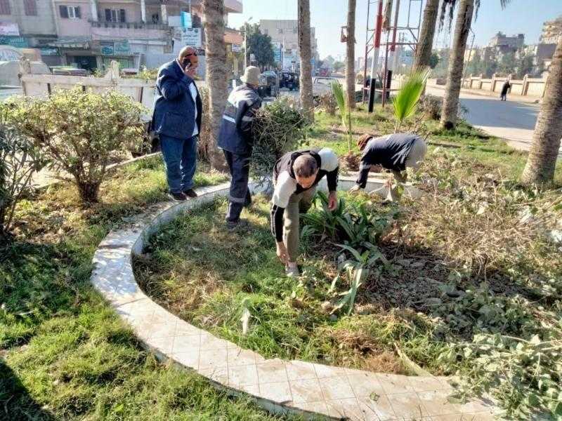 بالصور.. رفع المخلفات وحملات نظافة وزراعة الأشجار بمدن كفر الشيخ
