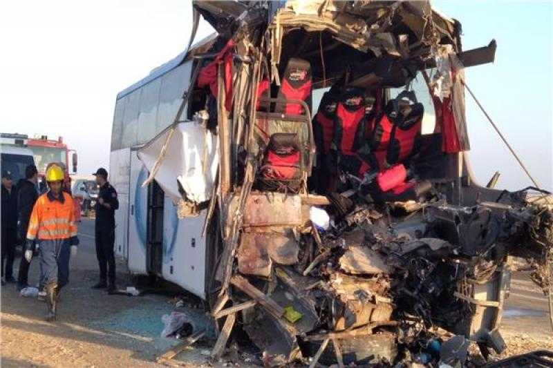 خروج 11 مصابا بحادث أتوبيس غارب الزعفرانة من المستشفى بعد تماثلهم للشفاء