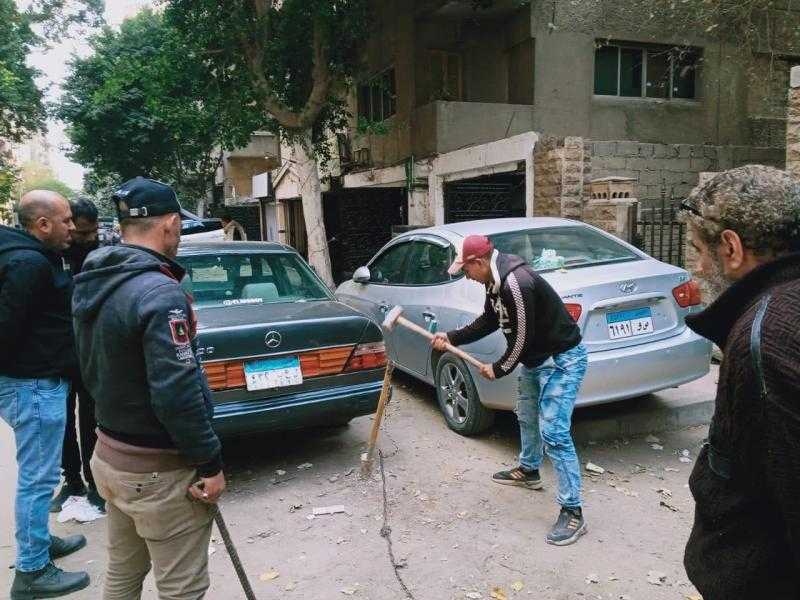 تحرير محاضر إتلاف أسفلت في حملة لضبط المخالفات بحي العجوزة