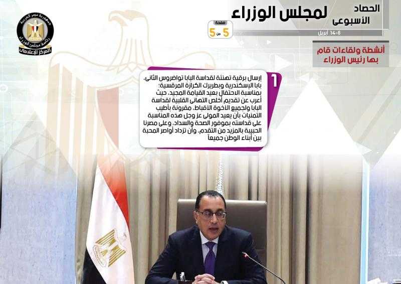 بالإنفوجراف.. تفاصيل الحصاد الأسبوعي لمجلس الوزراء
