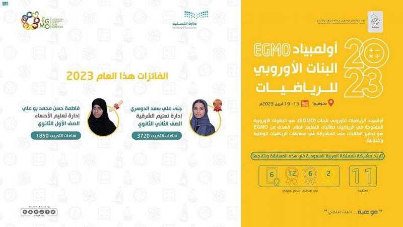 موهوبات السعودية يواصلن التألق ويحصدن جائزتين في الأولمبياد الأوروبي للرياضيات للبنات