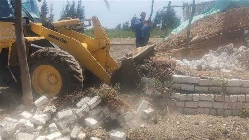 إزالة 12 حالة تعد على أراض زراعية وأملاك دولة بمركز بلطيم في كفر الشيخ