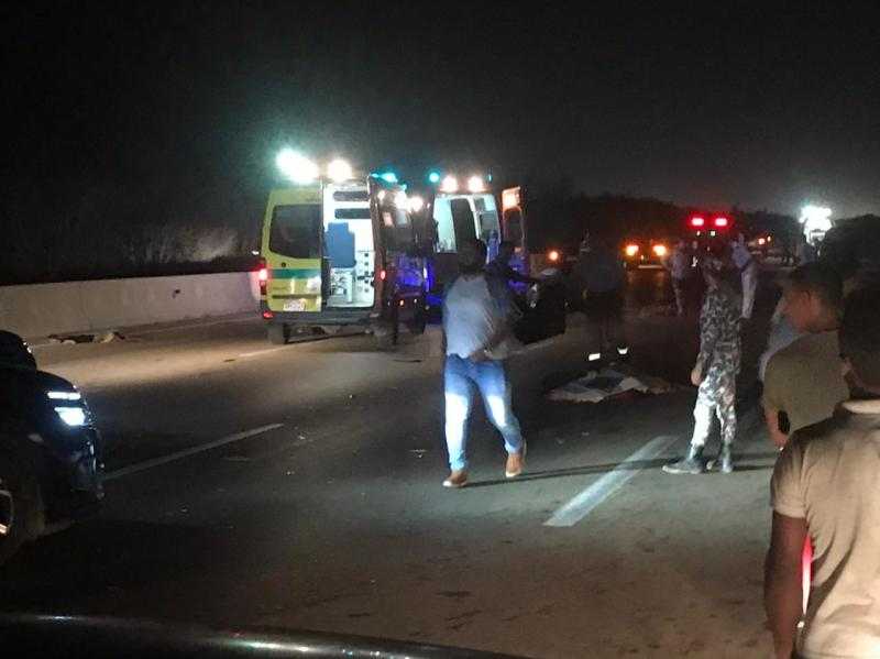 إصابة 13 عاملا في حادث إنقلاب سيارة نقل على طريق القاهرة أسيوط