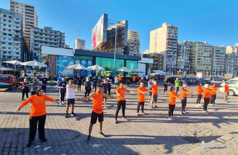 تمارين في شوارع الإسكندرية لتشجيع المواطنين على ممارسة الرياضة| صور