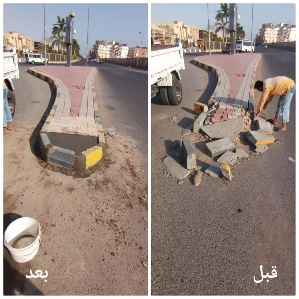 رئيس مدينة الغردقة يوجه بتنفيذ أعمال الأسفلت والمرمات لرفع كفاءة الشوارع