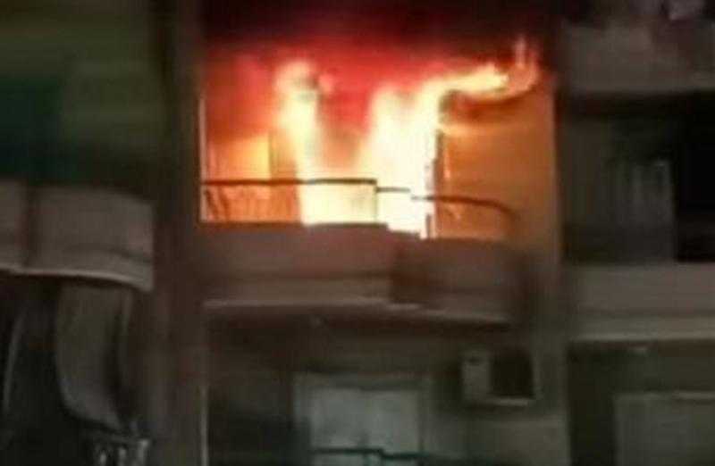 حريق هائل داخل شقة سكنية في الطابق الرابع من عقار بالخليفة