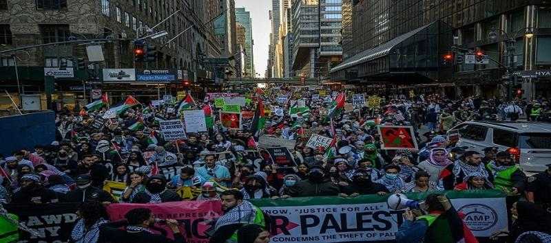 تظاهرات في عدة ولايات أمريكية تنديدا بالعدوان الإسرائيلي على الشعب الفلسطيني