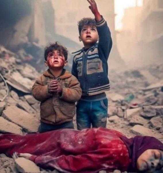 ياسمين عبدالعزيز تنشر صورة لأطفال بجوار والدتهما المتوفية في غزة بعد عمليات قصف من الاحتلال