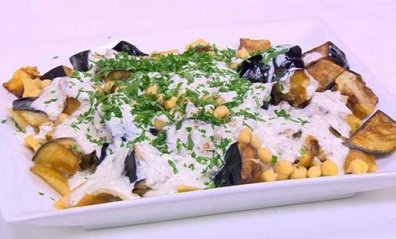 طريقة فتة باذنجان بالزبادي