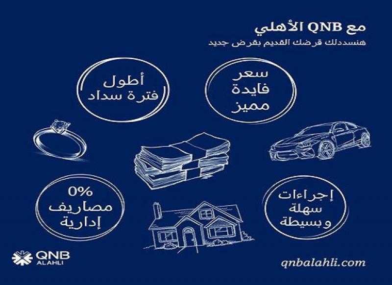 بنك QNB الأهلي يتيح للعملاء سداد القروض القديمة والحصول على قرض جديد بدون مصاريف إدارية وبفائدة مميزة