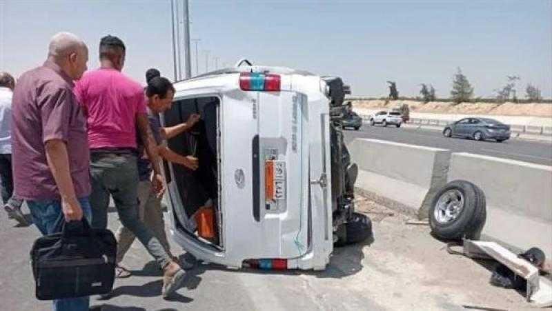 مصرع وإصابة 4 أشخاص جراء انقلاب سيارة ملاكي في البحيرة