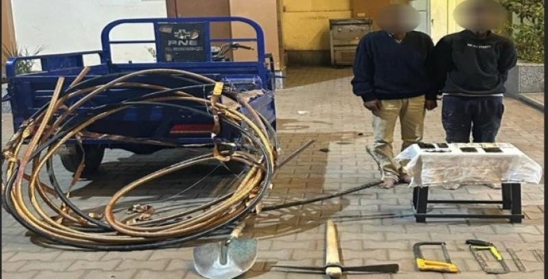 ضبط عاطلين وراء سرقة كابلات كهربائية وبحوزتهما مواد مخدرة بالأقصر