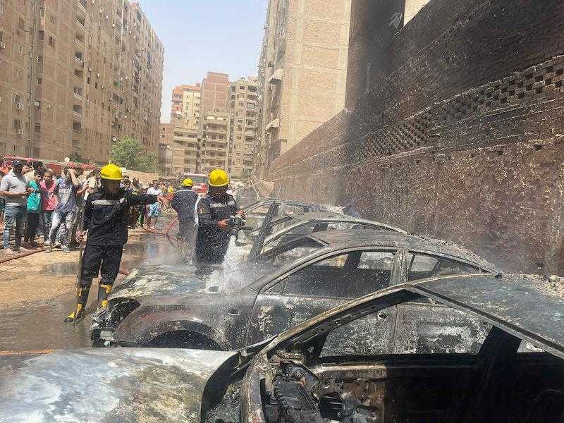 التحقيق في حريق التهم جراج سيارات أسفل عقار سكني بمدينة نصر