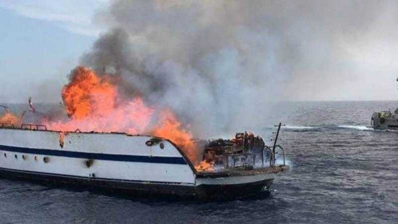 إنقاذ 10 ركاب في حادث احتراق لنش بحري بالقرب من جزيرة شدوان بالغردقة