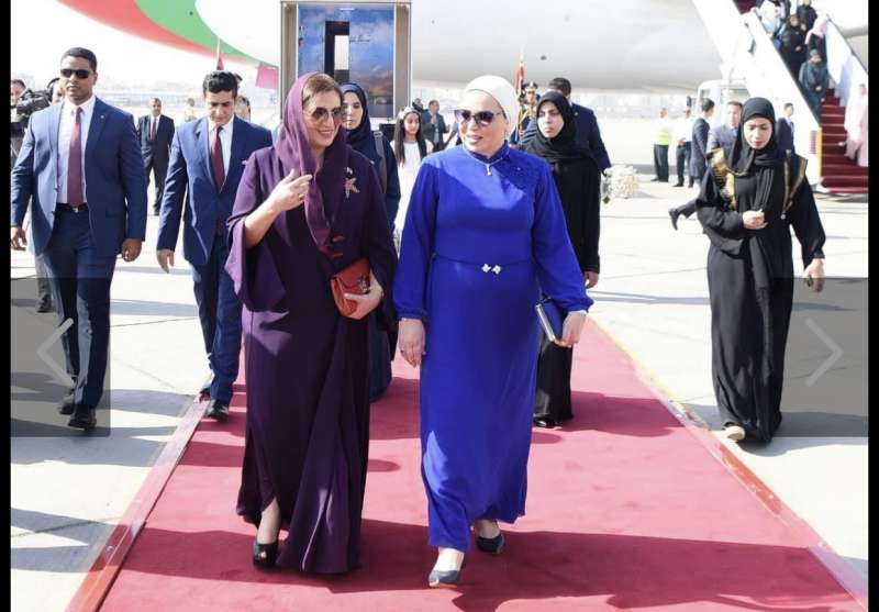 انتصار السيسي في استقبال سيدة عمان الأولى