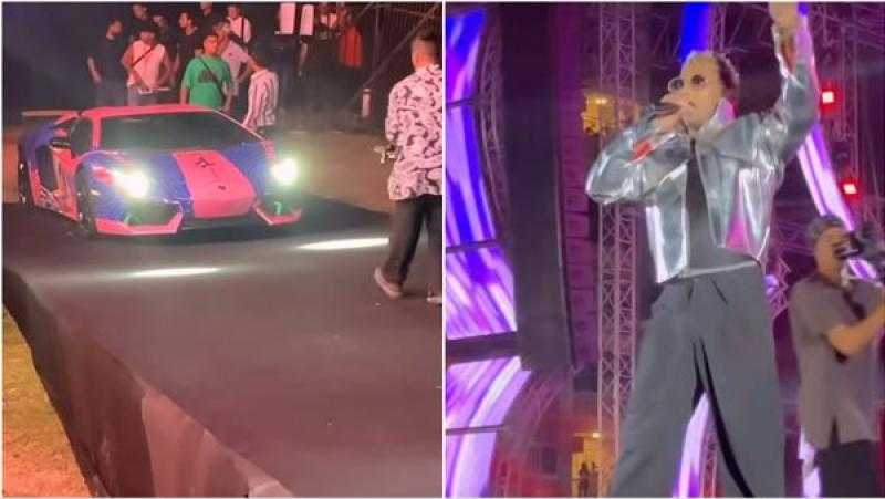 محمد رمضان يدخل حفل الساحل الشمالي بسيارته الفارهة
