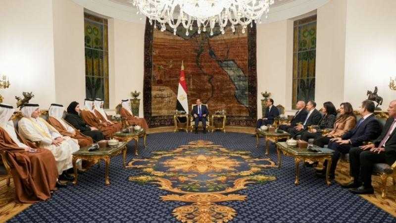 الرئيس السيسي يستقبل رئيس مجلس وزراء قطر لبحث سبل التعاون في عدة مجالات