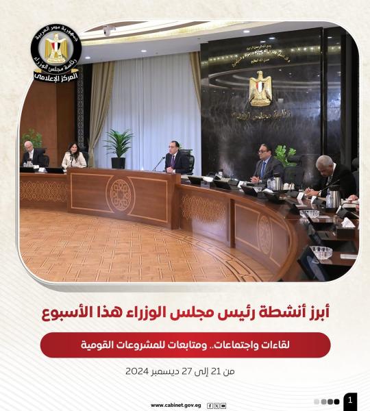 بالانفوجراف.. أبرز أنشطة رئيس مجلس الوزراء هذا الأسبوع