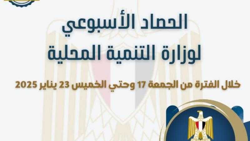 نشرة الحصاد الأسبوعي الـ 120 لرصد أنشطة التنمية المحلية.. إنفوجراف