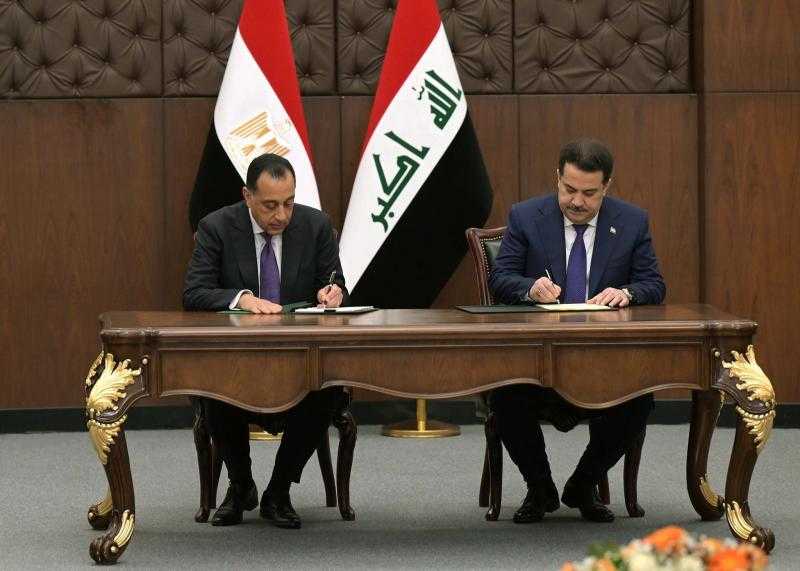 رئيسا وزراء مصر والعراق يشهدان التوقيع على وثائق تعاون ومحضر اجتماعات اللجنة العليا المشتركة