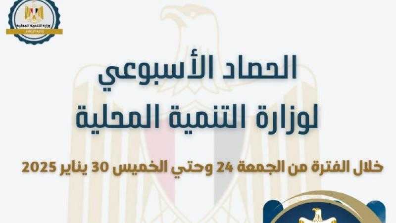 نشرة الحصاد الأسبوعي لرصد أنشطة التنمية المحلية.. إنفوجراف