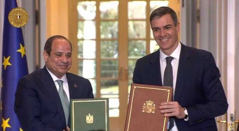 الرئيس السيسي ورئيس وزراء إسبانيا يشهدان الإعلان عن ترفيع العلاقات لمستوى الشراكة الإستراتيجية