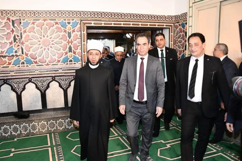 وزير الأوقاف ورئيس الهيئة الوطنية للإعلام يحتفلان بإطلاق اسم الإمام الليث بن سعد على مسجد ماسبيرو
