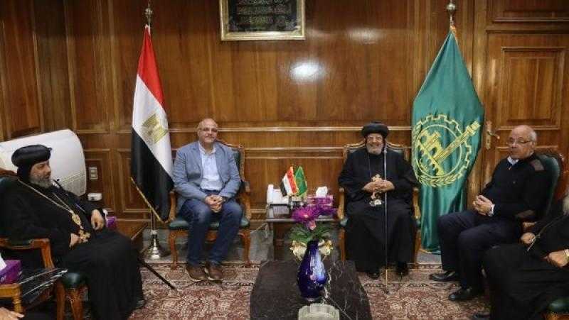 محافظ القليوبية يستقبل وفود من الكنيسة للتهنئة بعيد الفطر المبارك