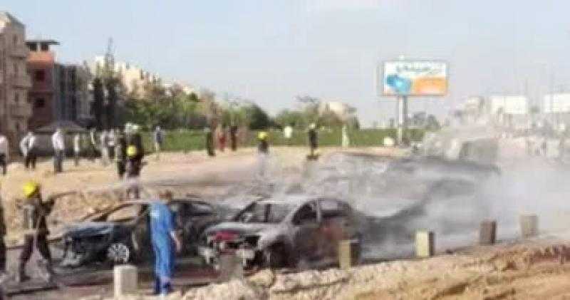 ندب الأدلة الجنائية لمعاينة حريق خط غاز طريق الواحات