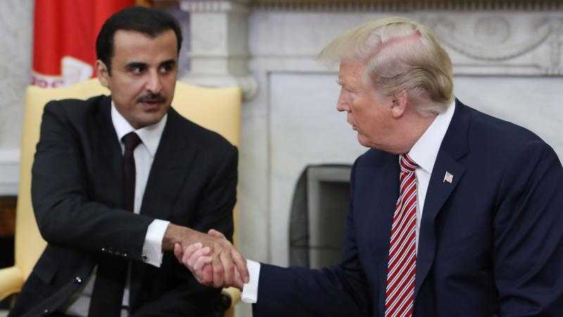أمير قطر يشكر الرئيس الأمريكى على مواقفه الداعمة والمتضامنة مع بلاده