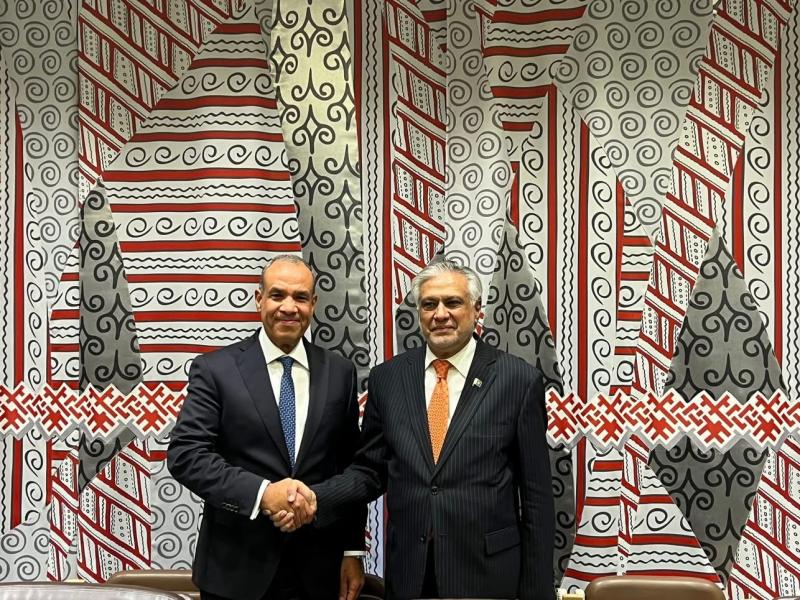وزير الخارجية والهجرة يلتقي نائب رئيس الوزراء ووزير خارجية باكستان