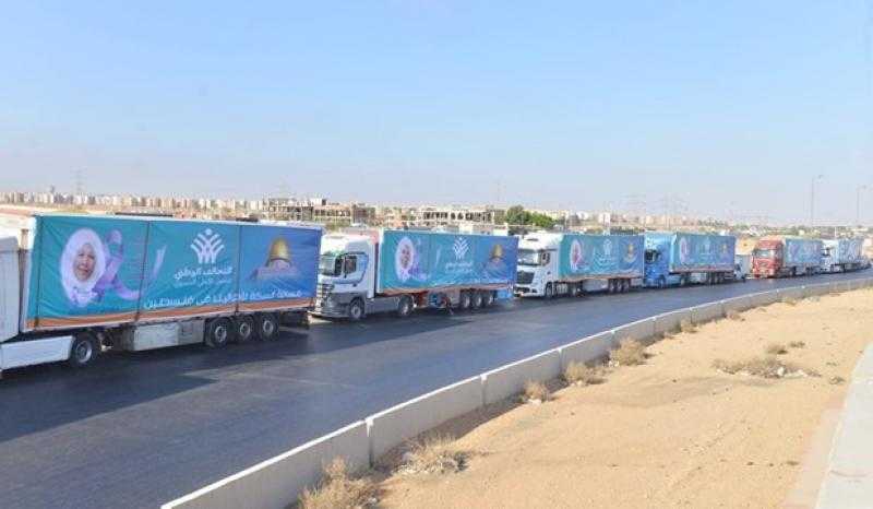 انطلاق قافلة التحالف الوطني 11 لدعم غزة بـ200 شاحنة محملة بـ4000 طن مواد غذائية