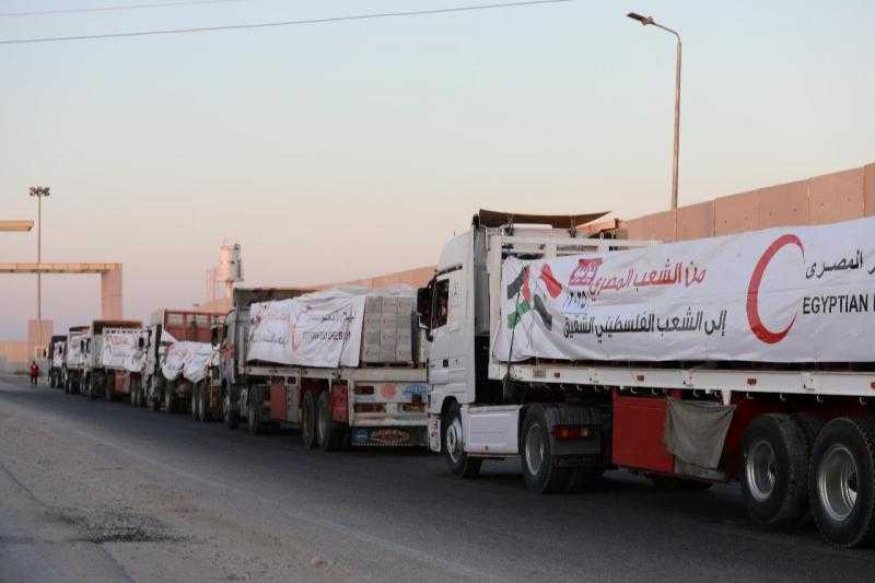 زاد العزة من مصر إلى غزة.. قافلة المساعدات الإنسانية الـ22 تدخل للفلسطينيين