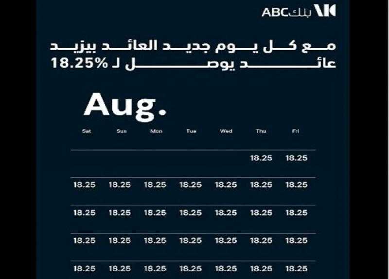 بنك ABC مصر يطرح حساب التوفير «يوم بيوم» بعائد يصل إلى 18.25%