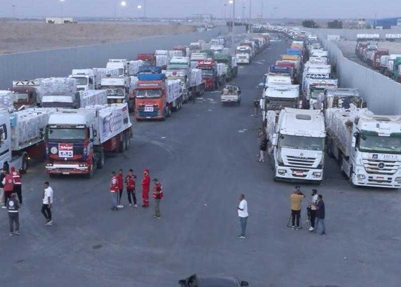 تحرك الفوج الثاني من قافلة المساعدات الـ36 من مصر باتجاه قطاع غزة