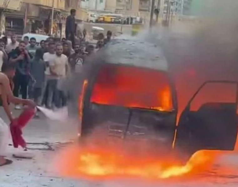 تفحم سيارة بسبب ماس كهربائي في الإسكندرية