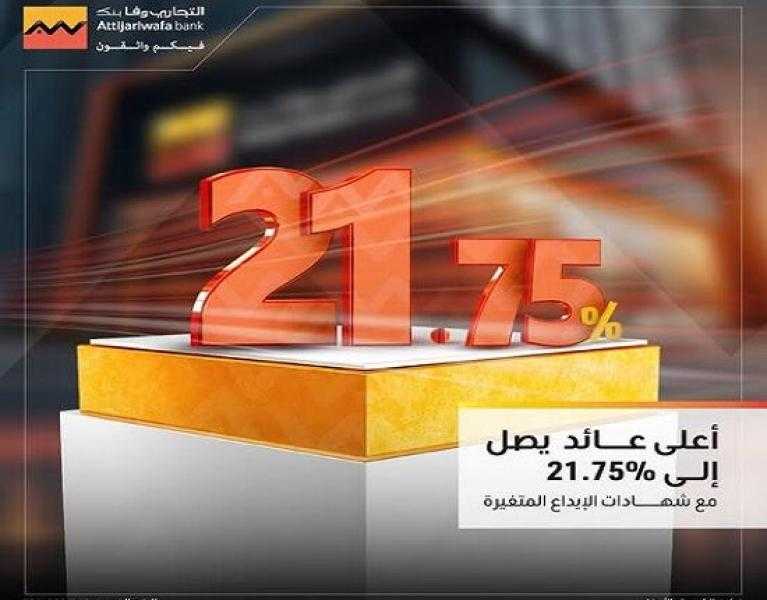 أسعار الفائدة الجديدة على شهادة الادخار ذات العائد المتغير من التجاري وفا بنك